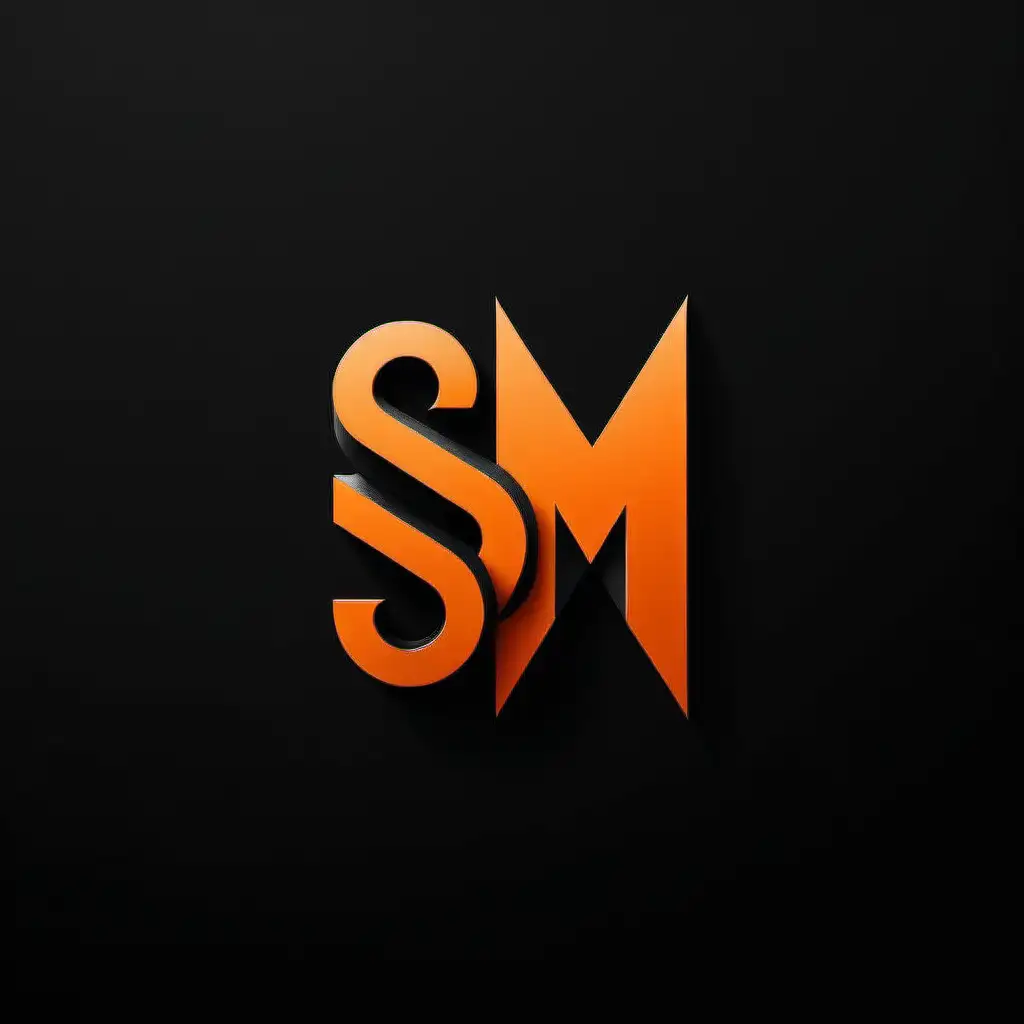 Minimal Graphic Logo Design with S and M in Black and Orange