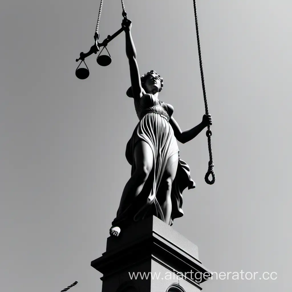 Toppling-the-Grayscale-Statue-of-Justice-with-Ropes