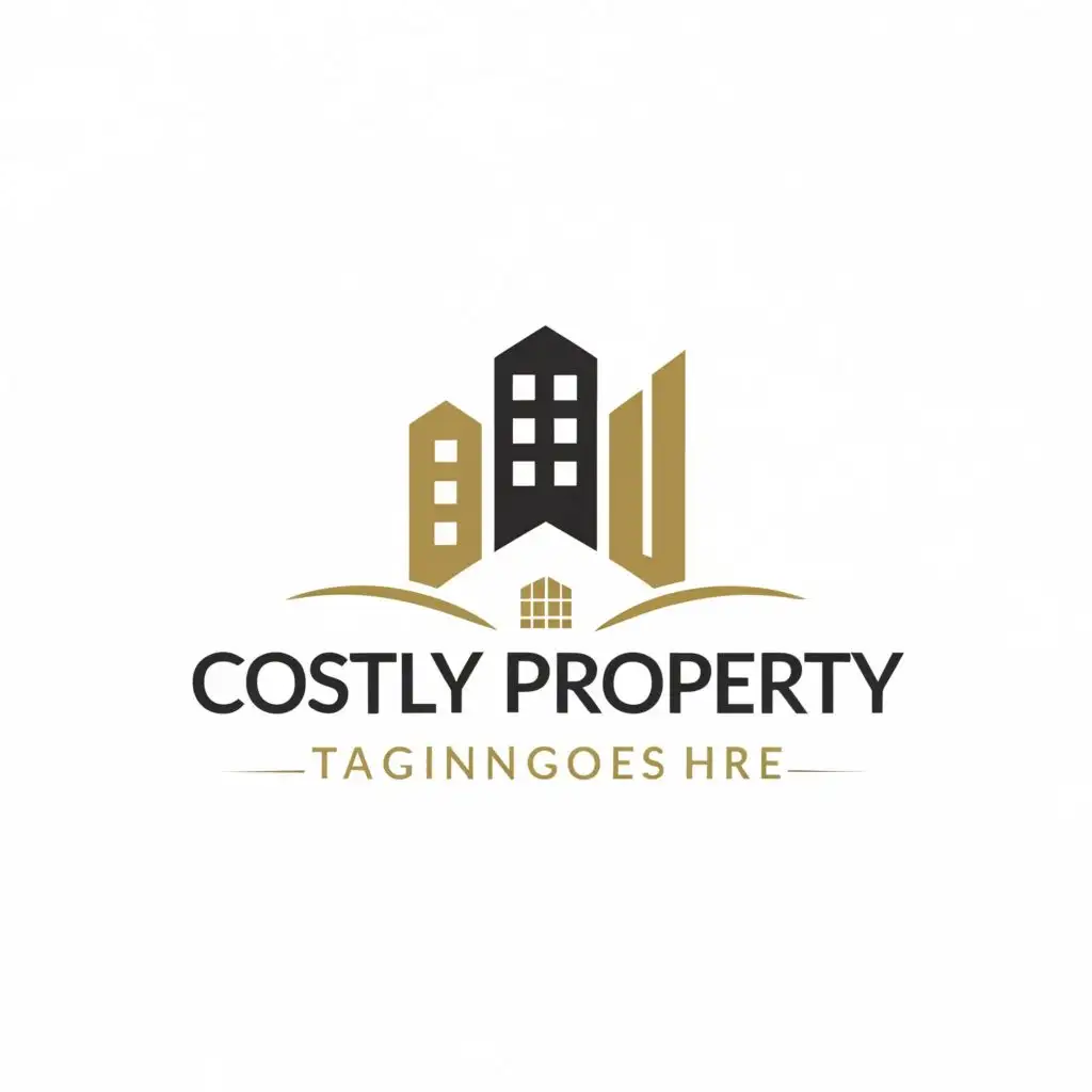 logo, Luxury and premium and buildings and house, with the text "Costly Property", typography, be used in Real Estate industry