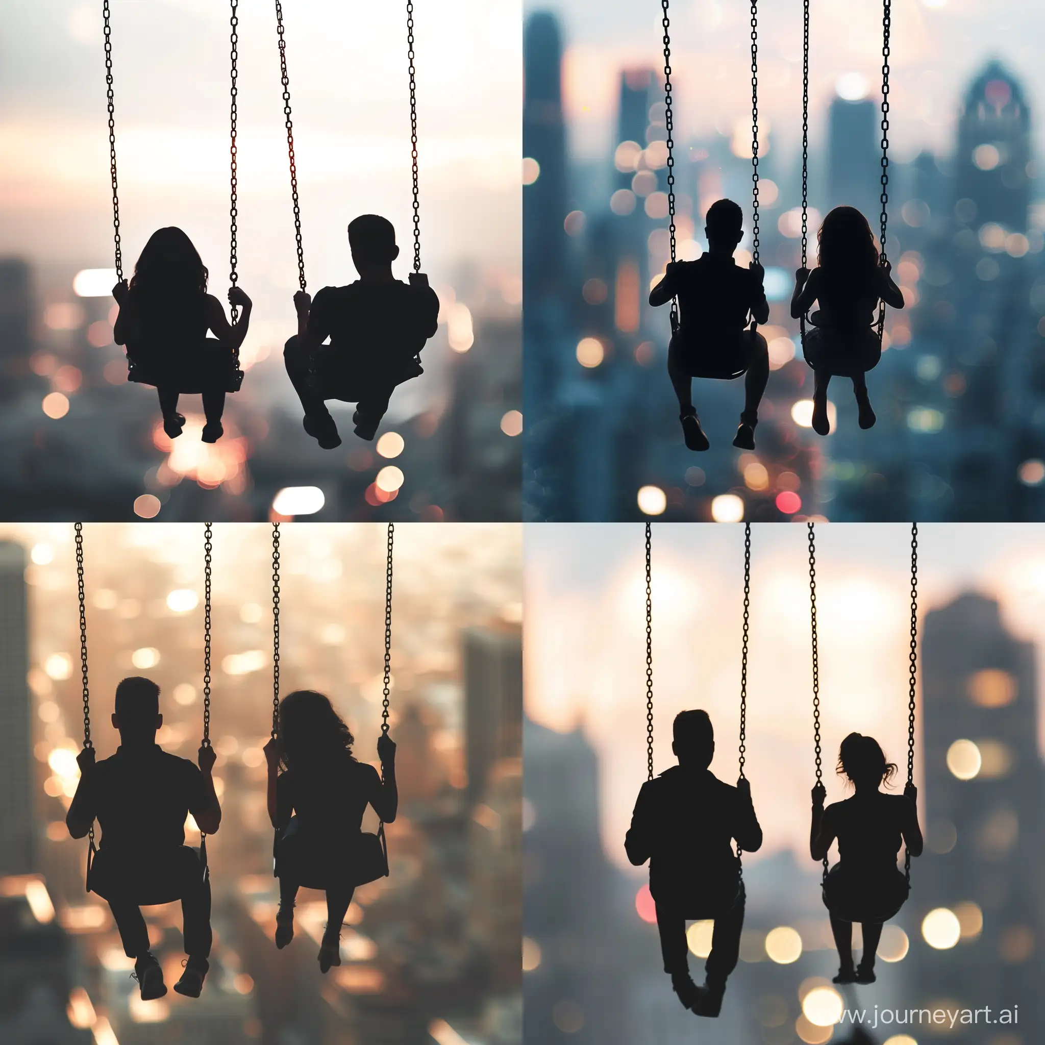 Romantic-Couple-Swinging-Silhouettes-in-City-Lights