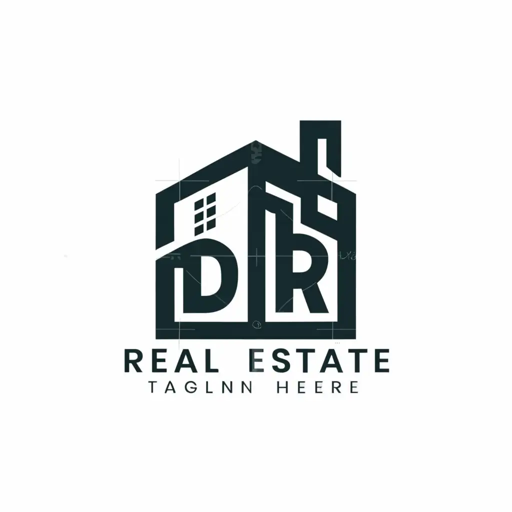 a logo design,with the text "DR", main symbol:real estate, building, property,complex,be used in Real Estate industry,clear background