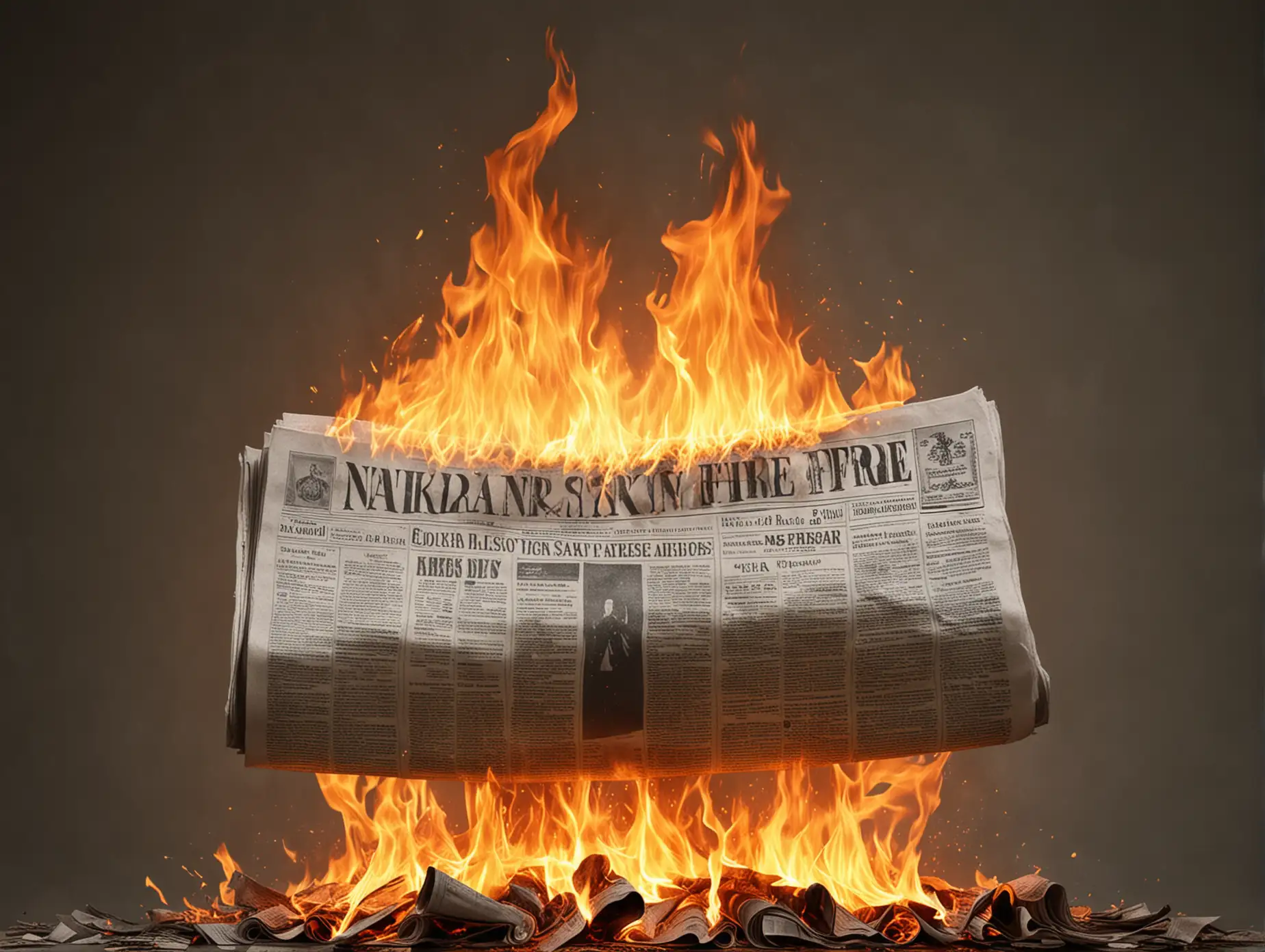 Burning Newspaper Digital Art Depicting a Fiery Crisis