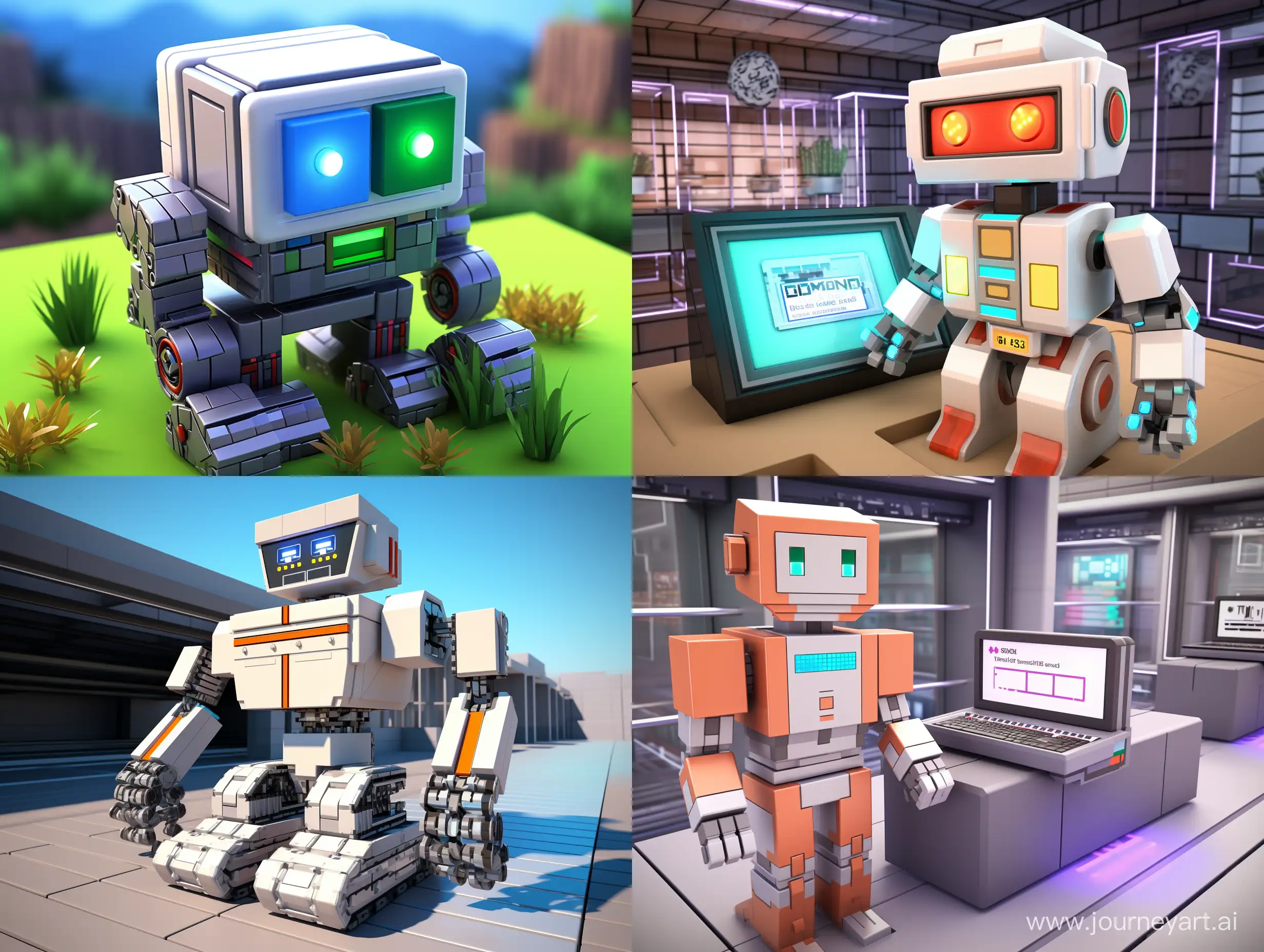 In this concept, a robot inspired by Minecraft showcases its building skills while holding Minecraft blocks in its hands. The robot incorporates special AI mechanisms, highlighting the integration of artificial intelligence within the Minecraft world. The design places the robot in the background of the header, demonstrating its actions and construction abilities. Your channel name or logo can be positioned in the upper part of the header.