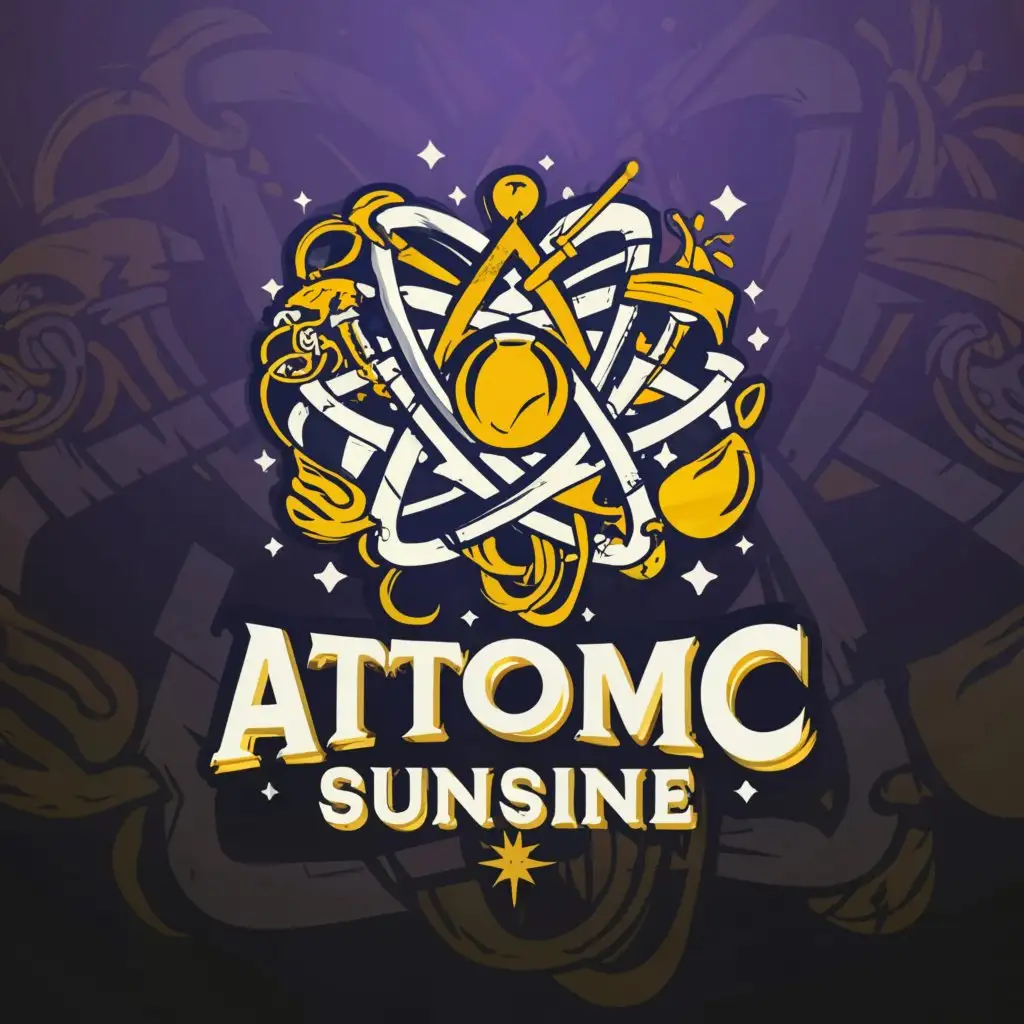 a logo design, with the text 'Atomic Sunshine', main symbol: atom, sunshine, sports, supplement, gym, Moderate, be used in Sports Fitness industry, clear background