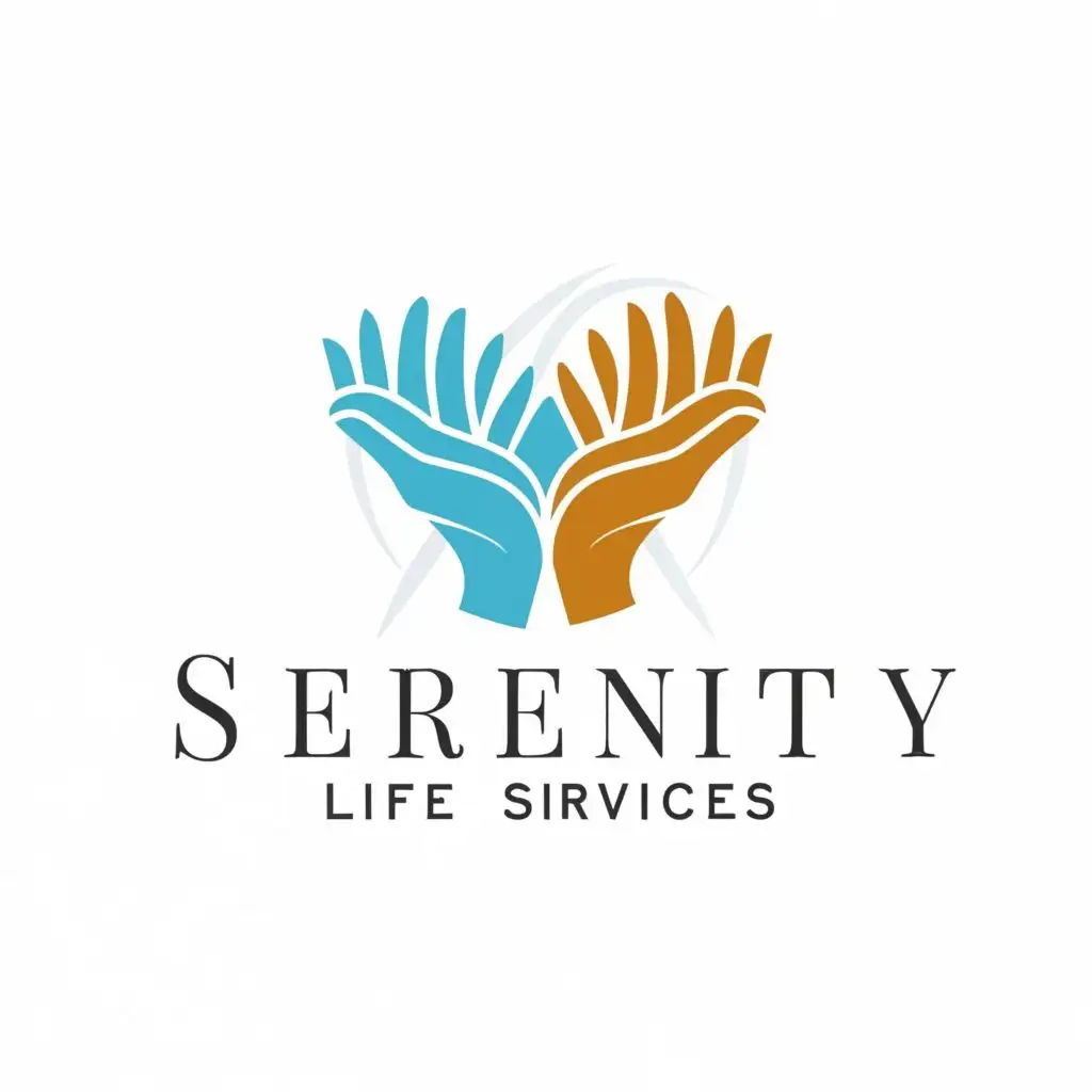 LOGO-Design-for-Serenity-Life-Services-Hands-Motif-with-Custom-Typography-in-Medical-Dental-Industry-Palette