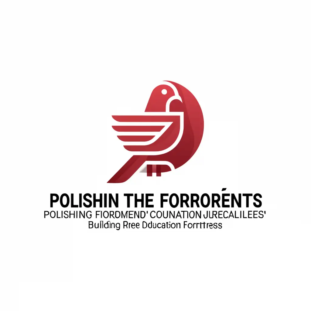 a logo design,with the text "Polishing the forefront's 'dynamic' foundation, jointly building a red 'specialized' education fortress", main symbol:Pigeon,Minimalistic,be used in Education industry,clear background