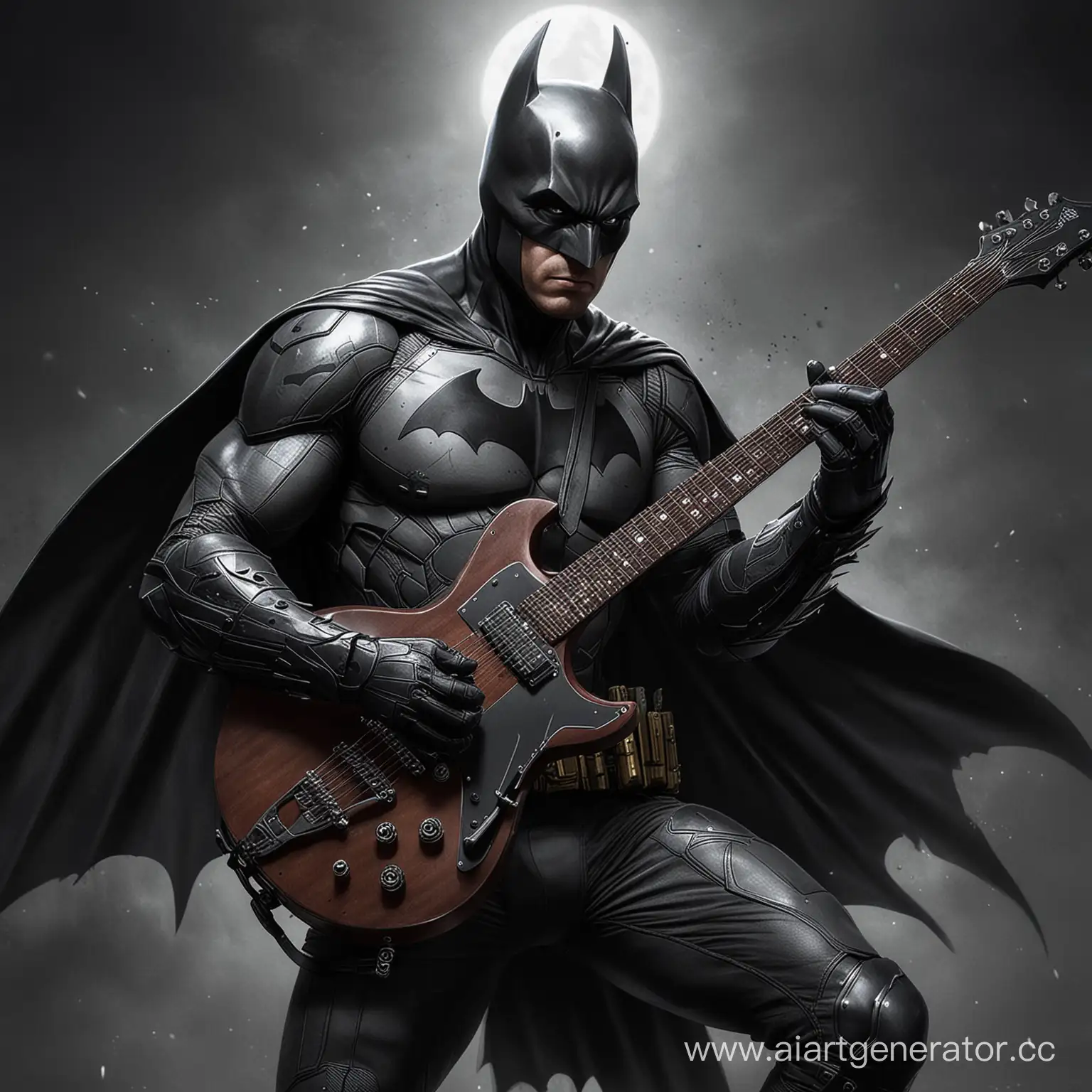 Batman-Playing-Electric-Guitar-in-Gotham-City