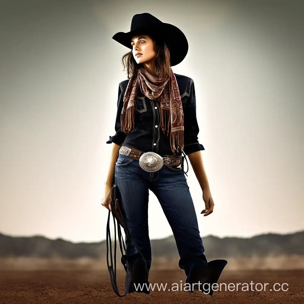 Empowered-Woman-Cowboy-in-Vibrant-Western-Landscape