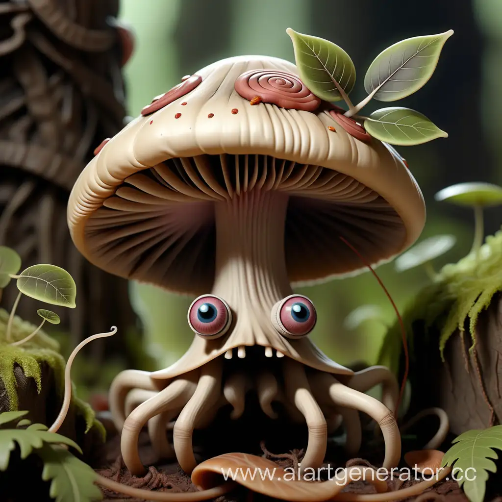 Fantasy-Mushroom-Monster-with-Eye-Threads-and-Leafy-Hands