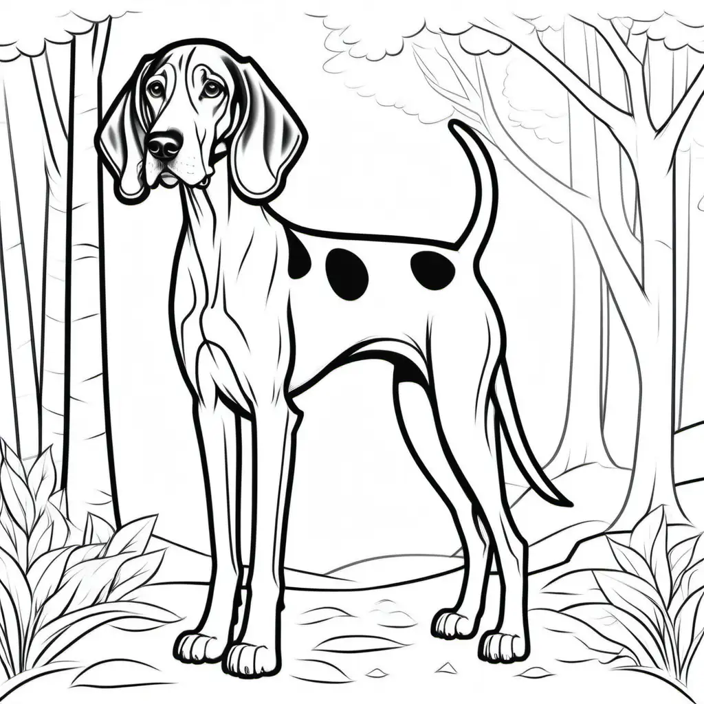 Adorable Treeing Walker Coonhounds Coloring Page