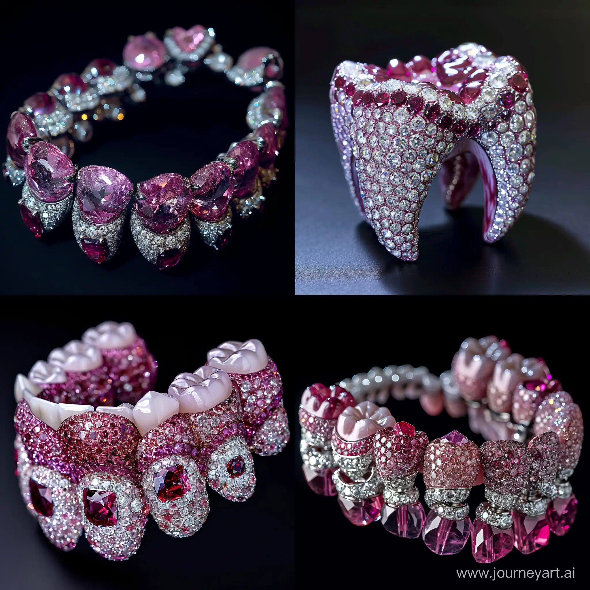 Teeth made out of diamonds and rubies --v 6