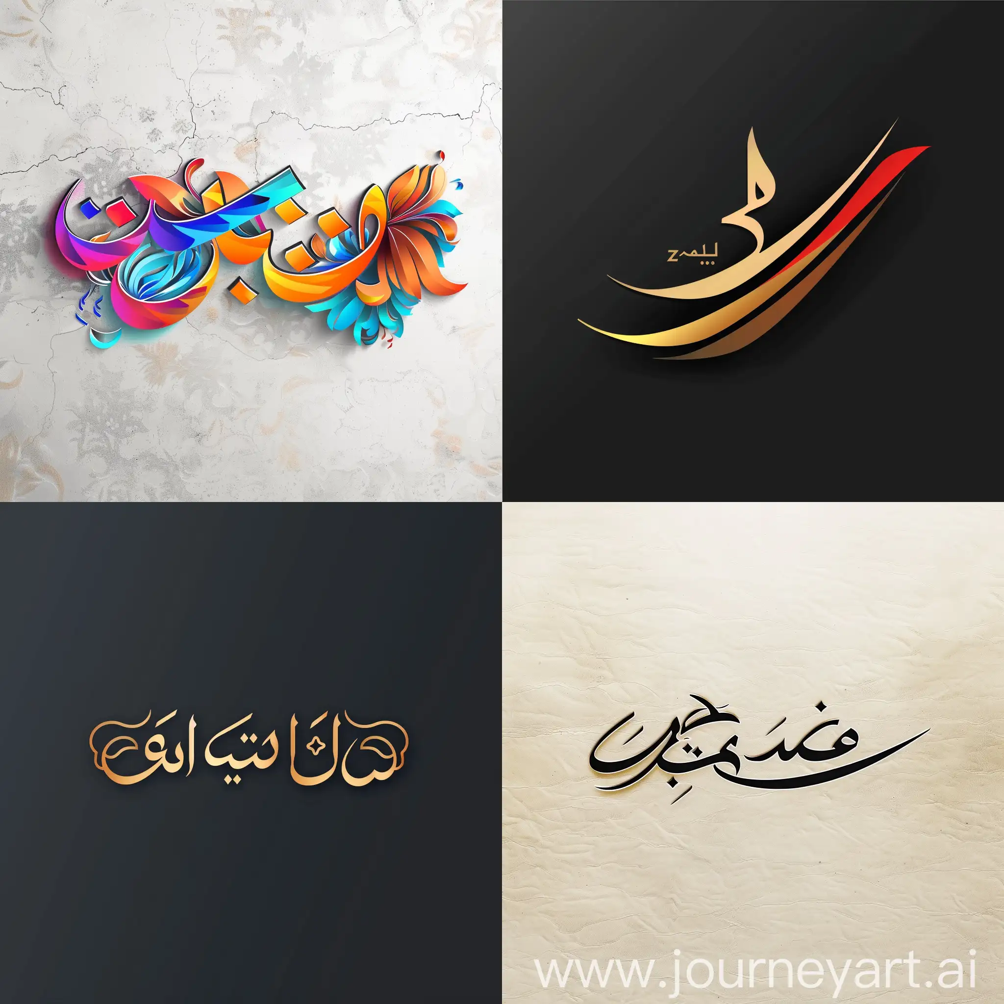 Make a beautiful logo with zafaraneh word، from front view
