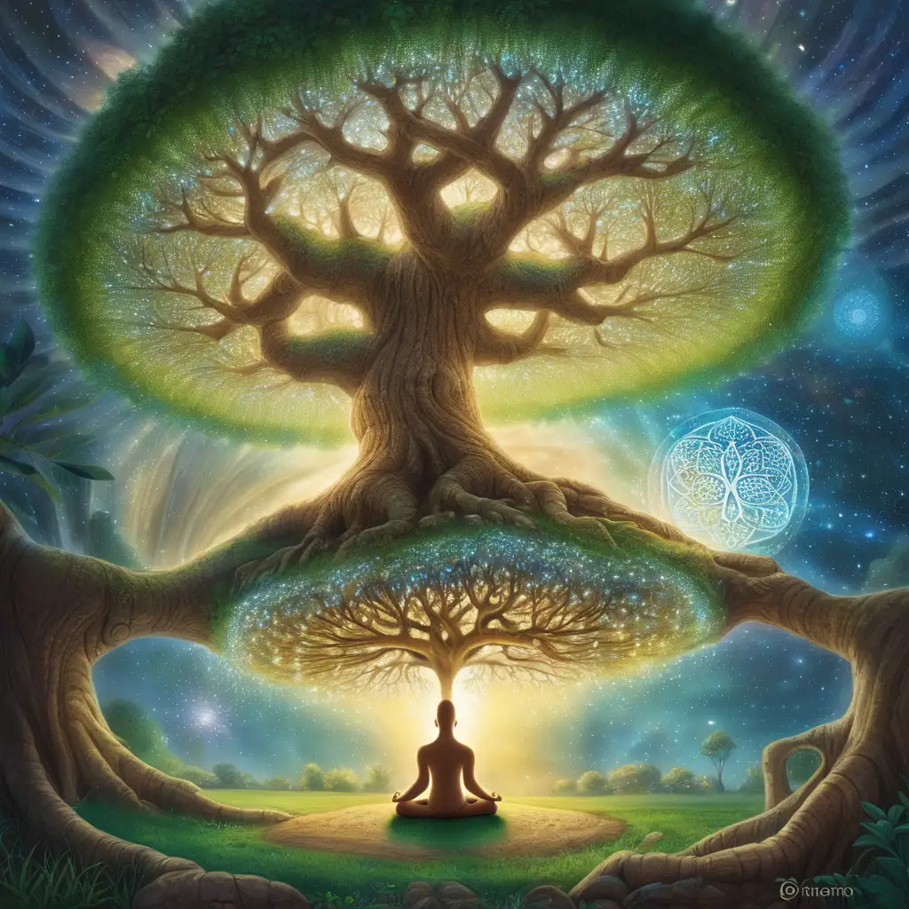 Tranquil Meditation Under the Majestic Tree of Life