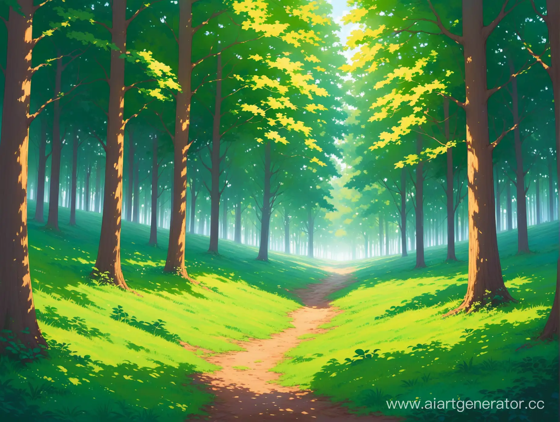 Serene-Forest-Clearing-with-Sunlight-Filtering-Through-Trees