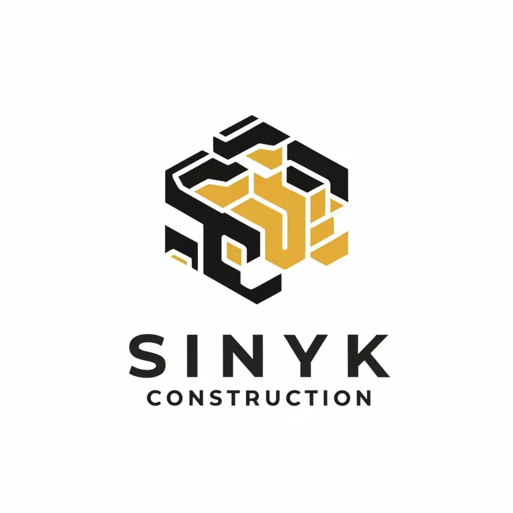 logo, Honeycomb, with the text "Sinyk construction", typography, be used in Construction industry
