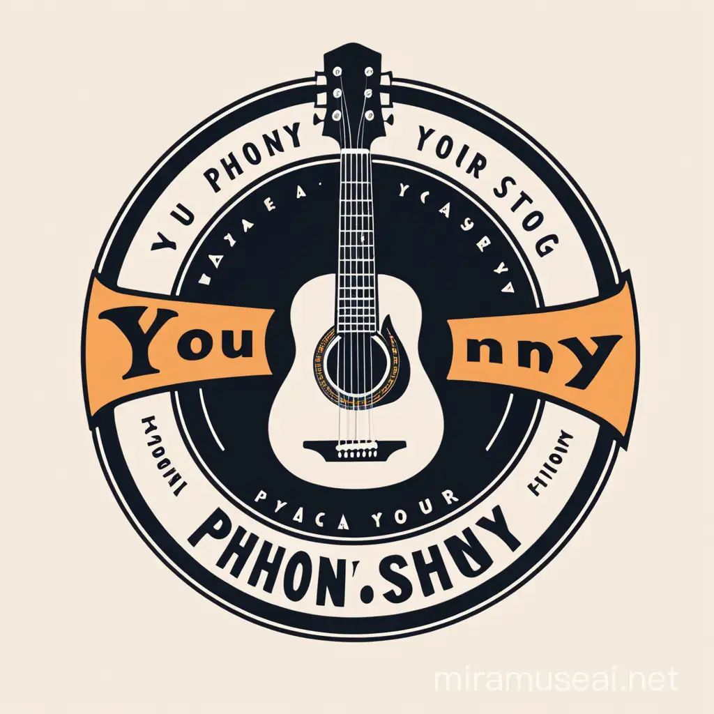 make a circular logo for a guitar store (musical instrument store) called "You-phony" with a slogan "Create Euphony Your Own Way"