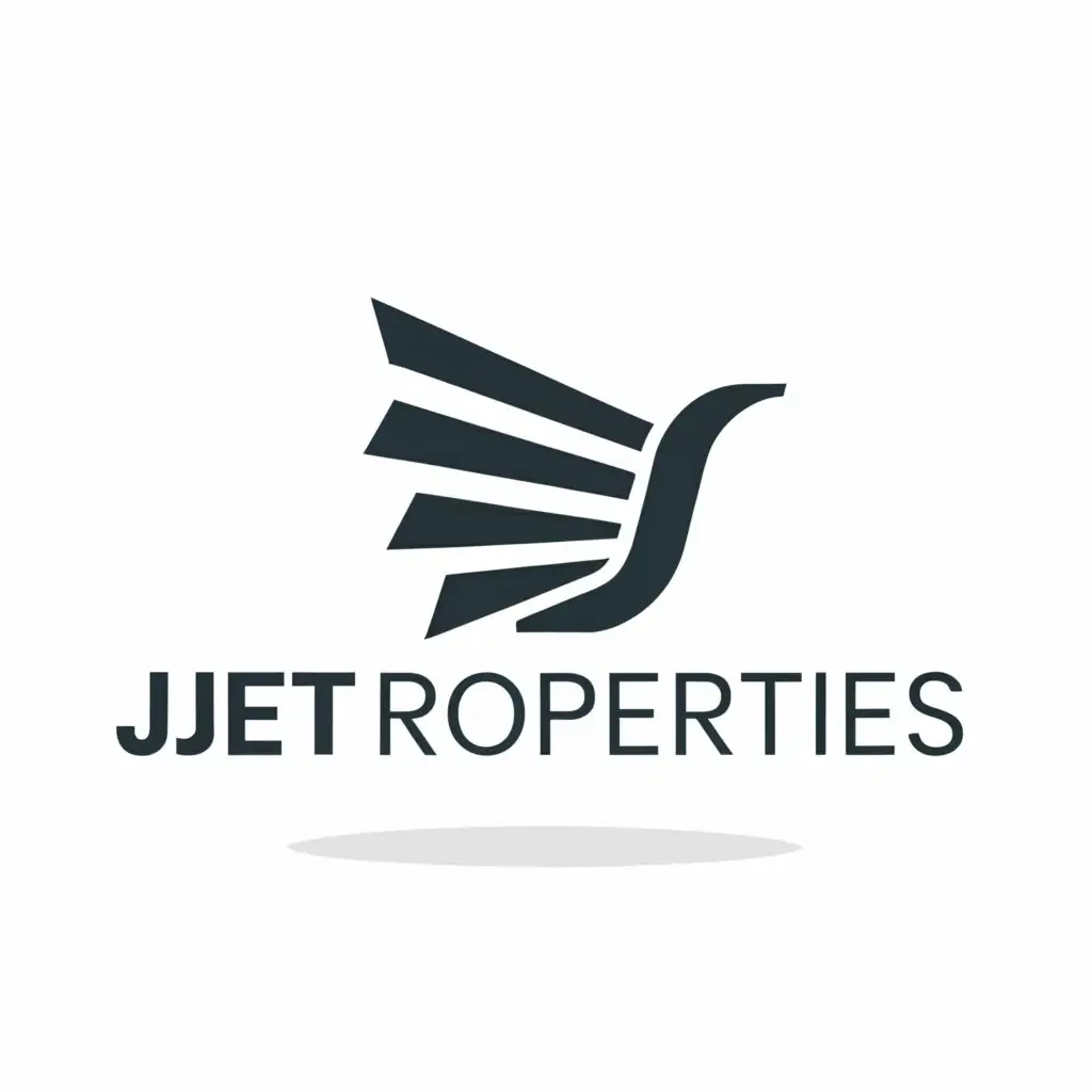 a logo design,with the text "JET Properties", main symbol:"jet" or "wings" with housing rentals,Minimalistic,be used in Real Estate industry,clear background