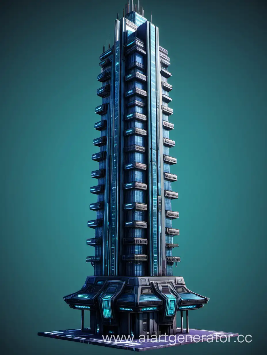 Futuristic-Cyberpunk-Skyscraper-3D-Cartoon-Model