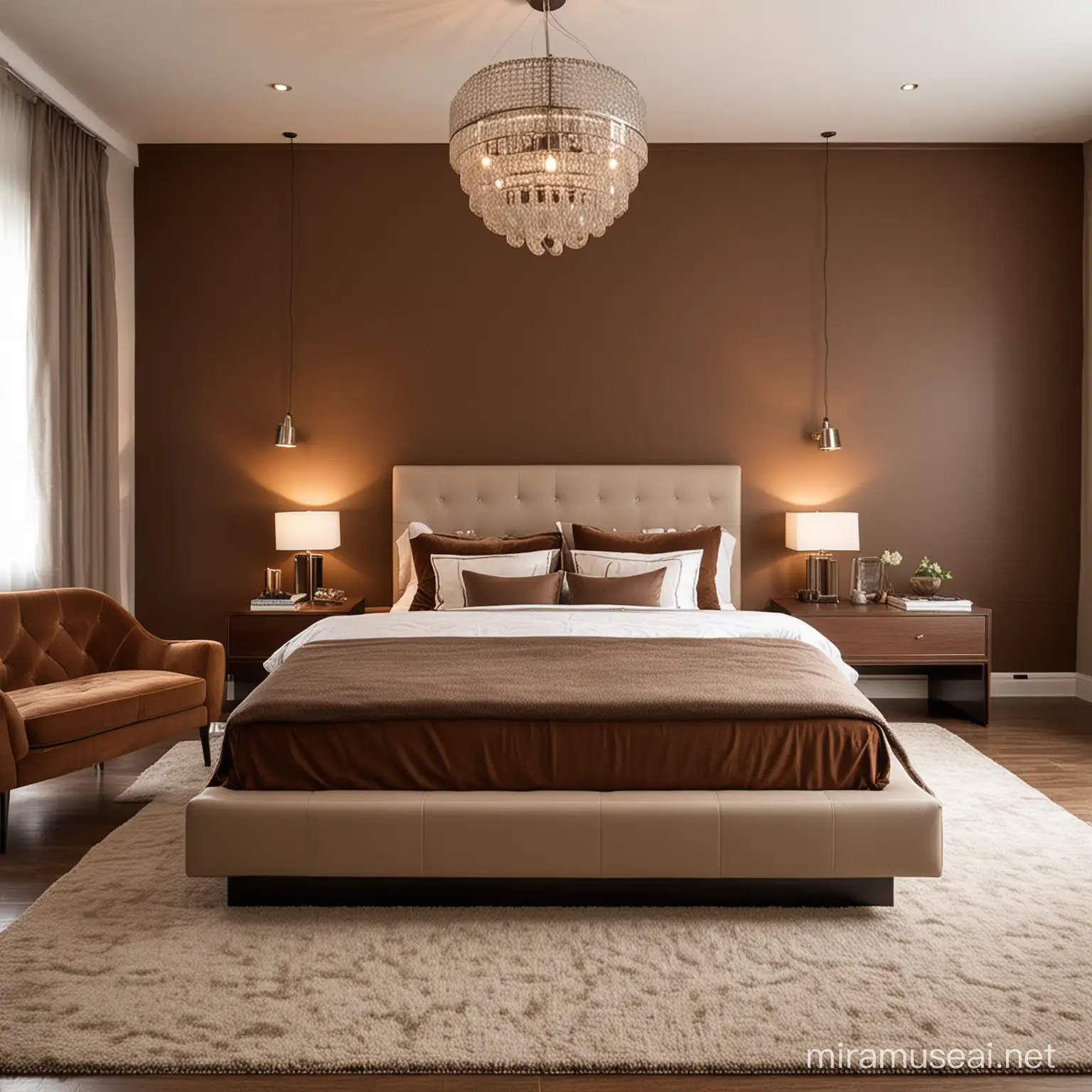 Modern Brown Bedroom Interior Design with Cozy Theme