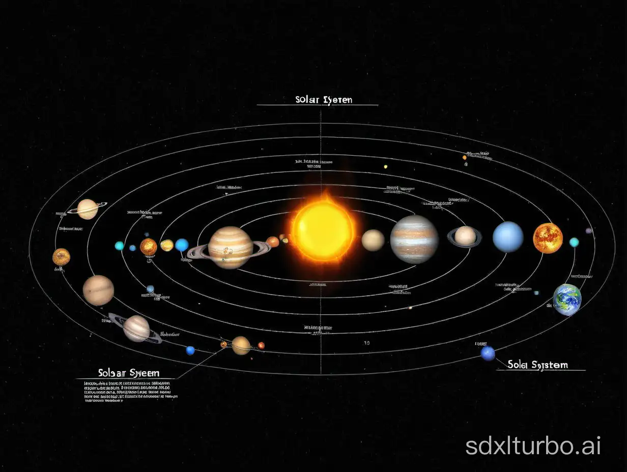 Colorful-Illustration-of-the-Solar-System-with-Orbiting-Planets-and-Bright-Sun
