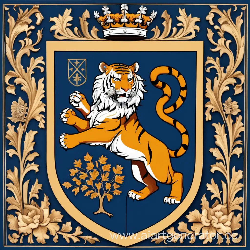 Medieval-Coat-of-Arms-with-Standing-Tiger
