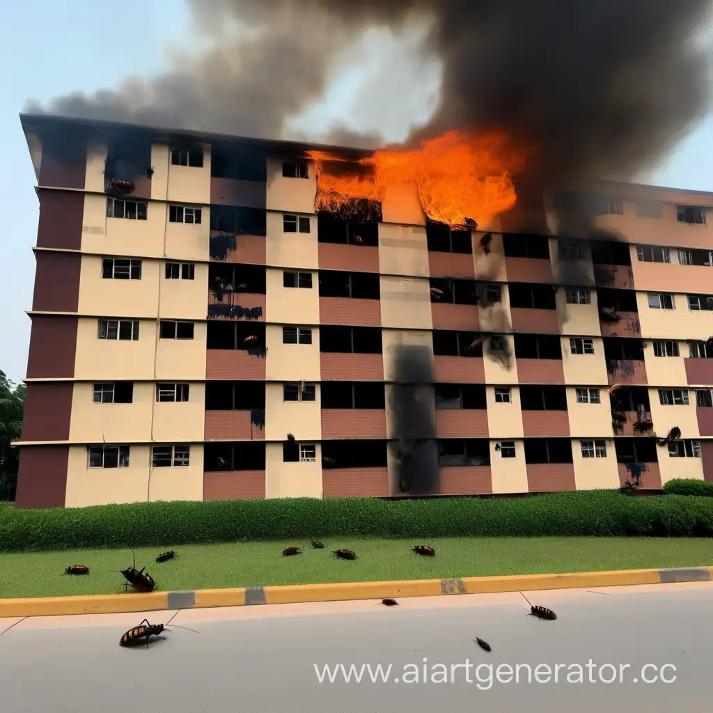 студенческое общежитие с тараканами в пожаре