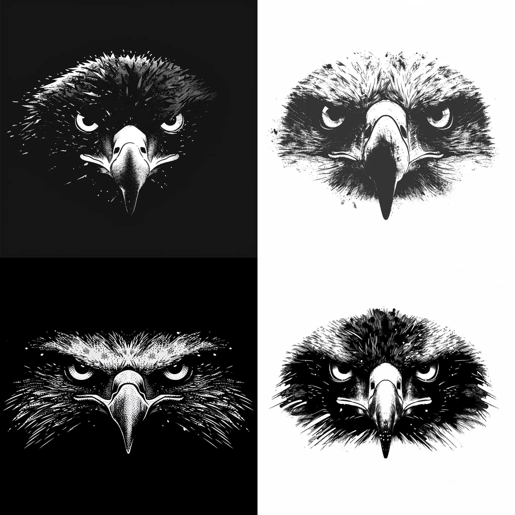 vector logo, snow EAGLE eyes, view is from the front, simple minimalistic, black and white, no shading, style is comic sketch --v 6