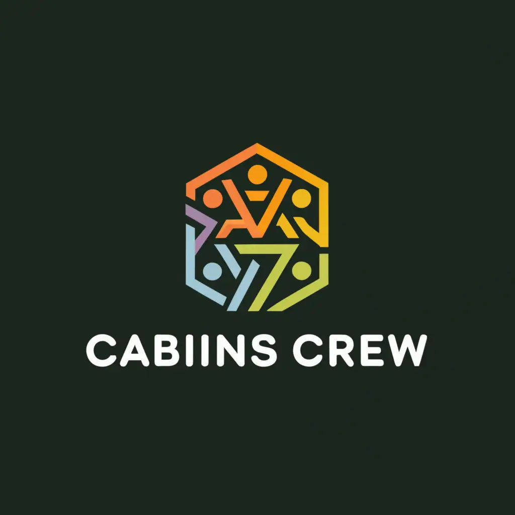 a logo design,with the text "cabins crew", main symbol:logo with team holding together beside container house,Moderate,be used in Construction industry,clear background