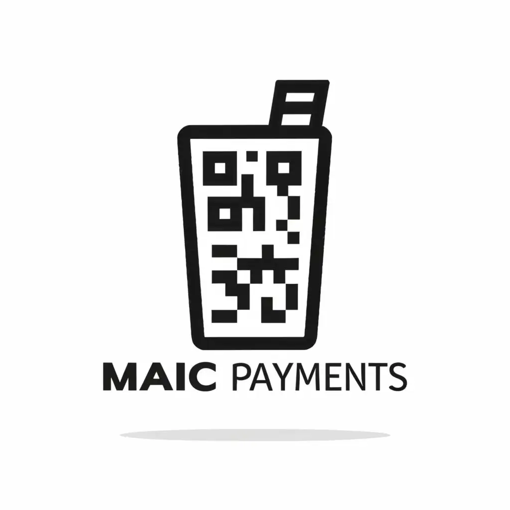 logo, tall glass qr code black white minimal graphic, with the text "Maic payments", typography, be used in Restaurant industry