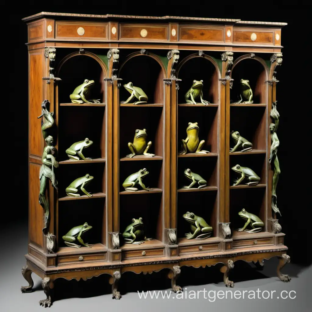 a bookcase with frogs made of wood france 1780