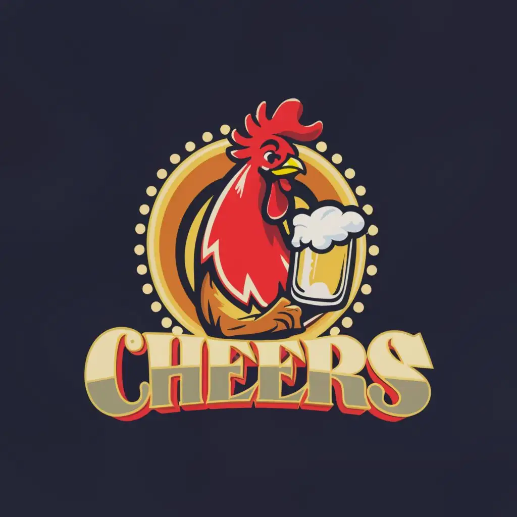 a logo design,with the text "Cheers", main symbol:Rooster holding a beer
est 2024,Moderate,be used in Restaurant industry,clear background
