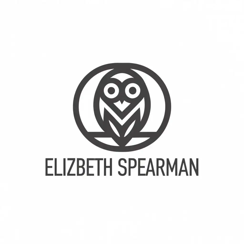 a logo design, with the text 'Elizabeth Spearman', main symbol: owl, Minimalistic, be used in Technology industry, clear background 

clearer depiction of the owl 

spell Elizabeth correctly 

make the logo lines a bit thinner 

Spell Elizabeth correctly 

Change the name to E Spearman 

