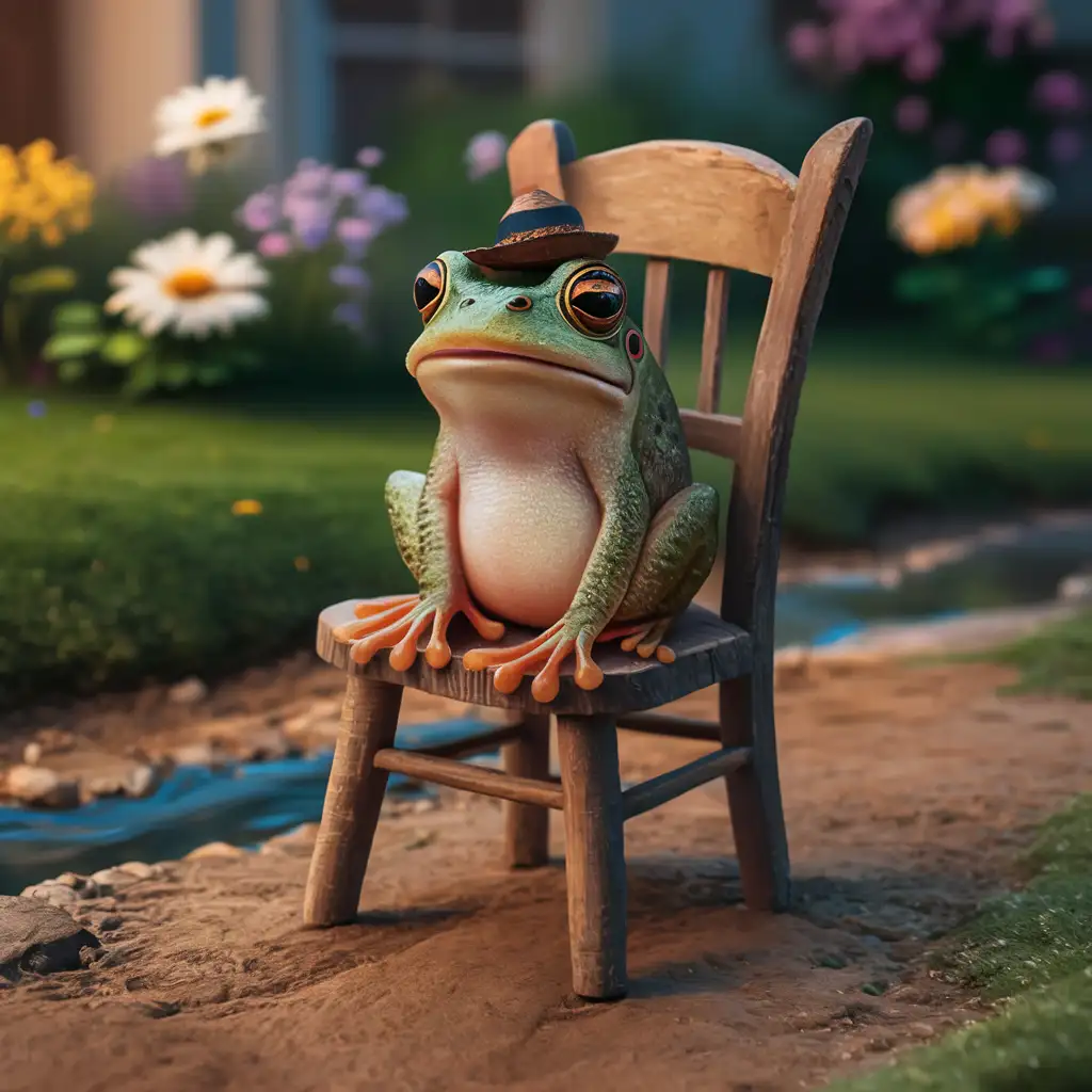 Tiny-Frog-Sitting-on-Chair