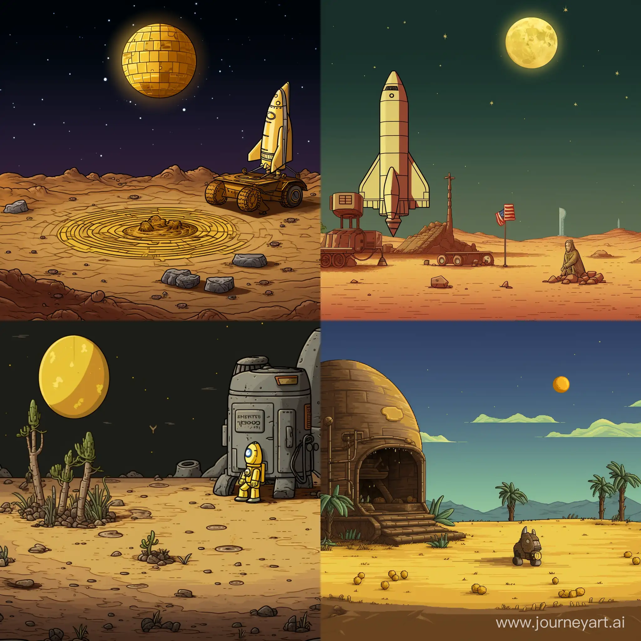 Banana-Rocket-Launch-with-Coin-Engravings-Pixel-Art
