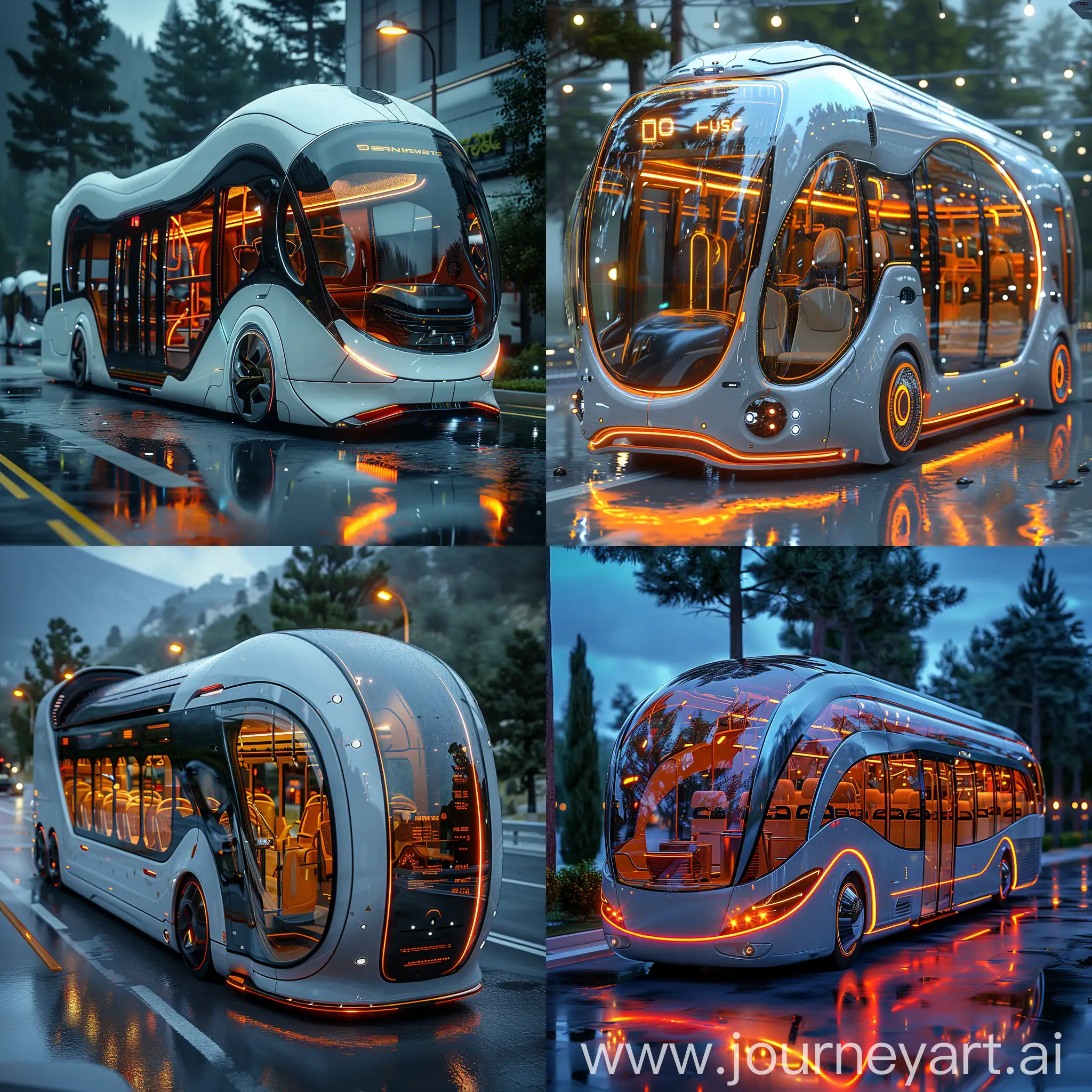 Ultra-modern futuristic bus, ultramodern futuristic bus, far future, advanced civilization, octane render  --stylize 1000