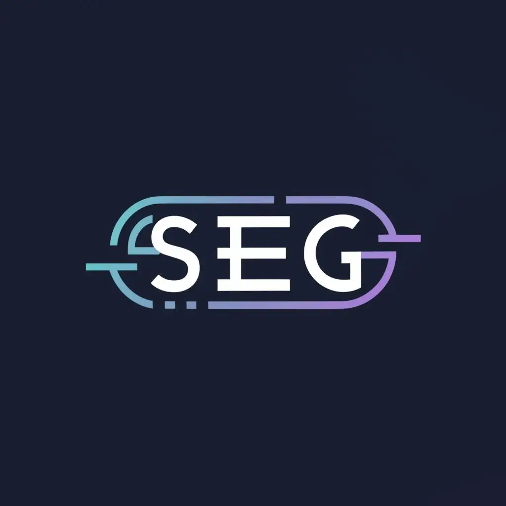 a logo design,with the text "SEG", main symbol:electrical shock surrounding the logo name with modern font
Color palette of dark blue and white,Minimalistic,clear background