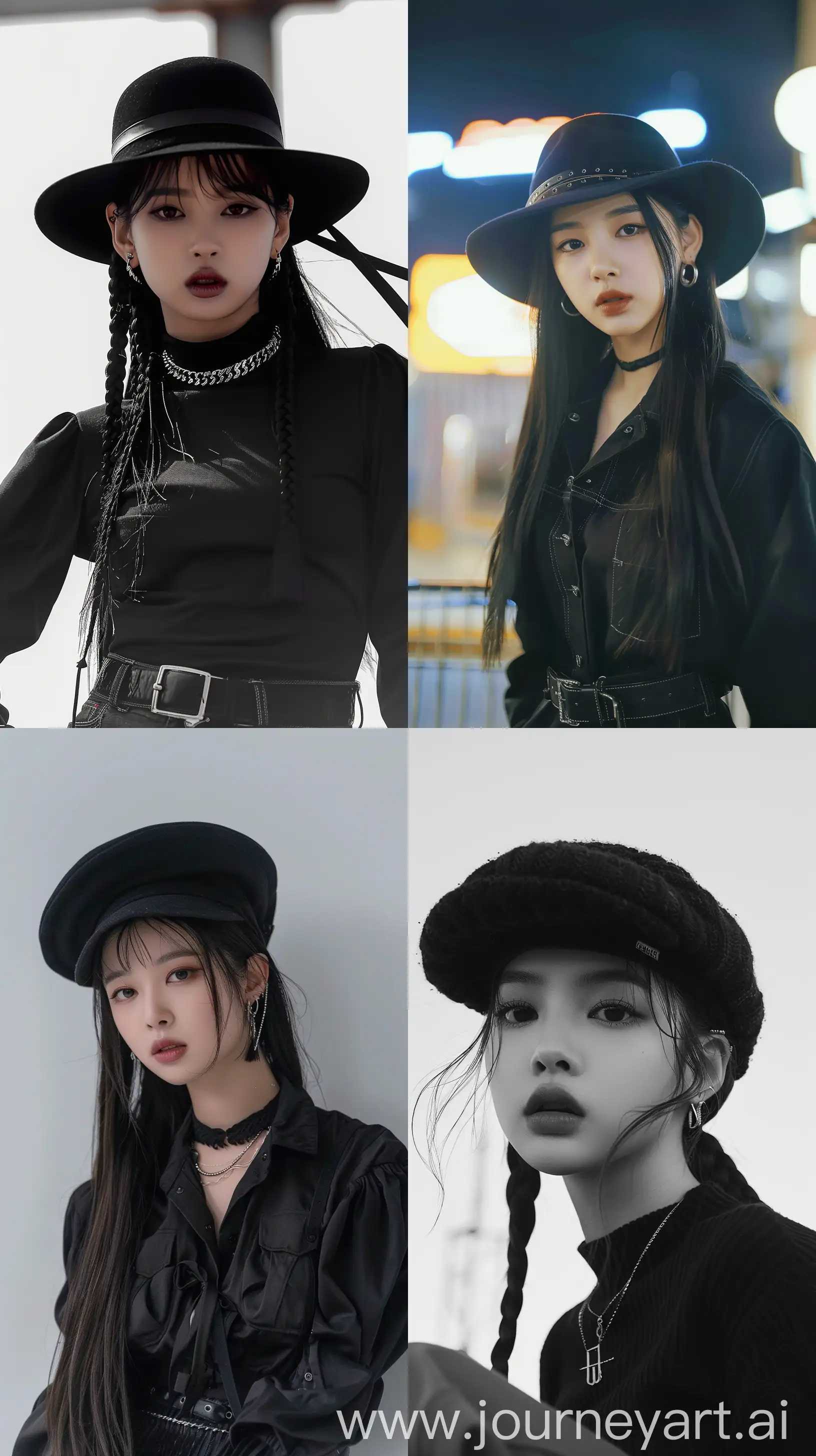 Stylish-Blackpinks-Jennie-in-Cute-Black-Outfit-with-Flat-Hat