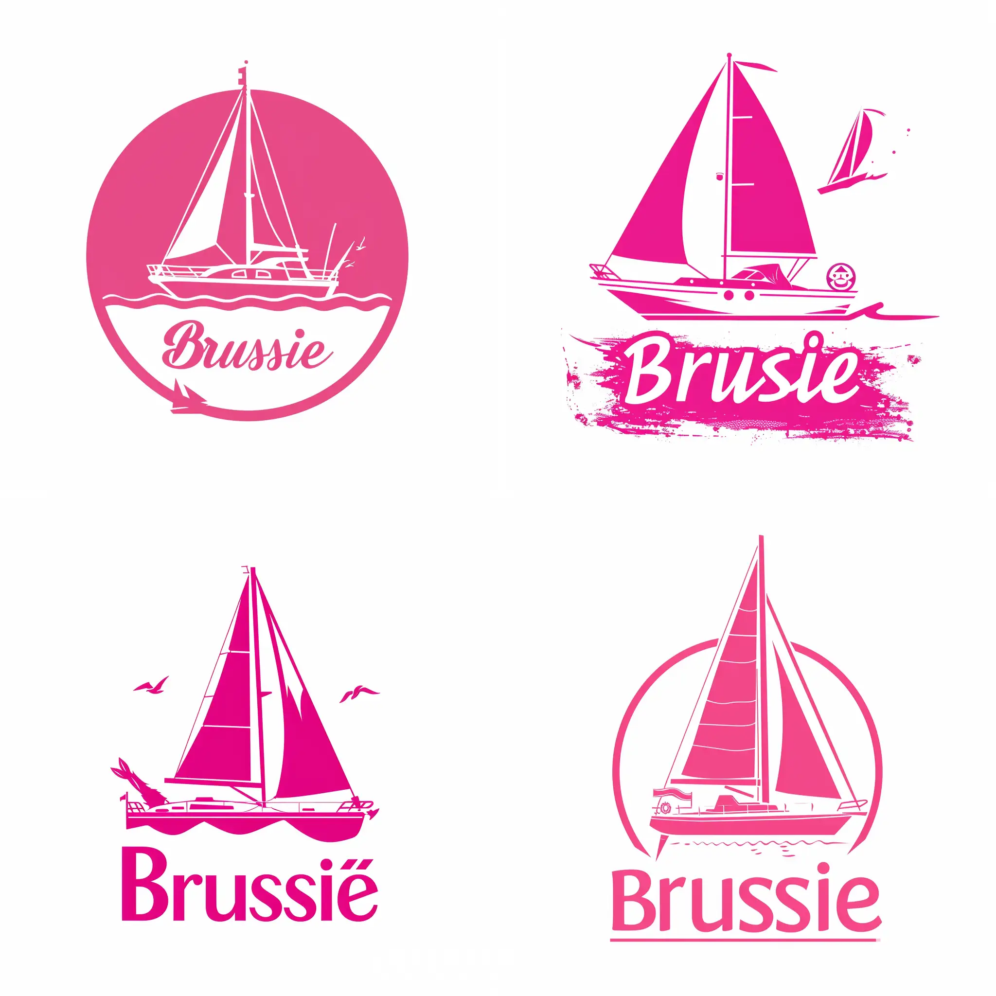 Modern-Pink-Brussie-Group-Logo-with-Sailing-Yacht-on-White-Background