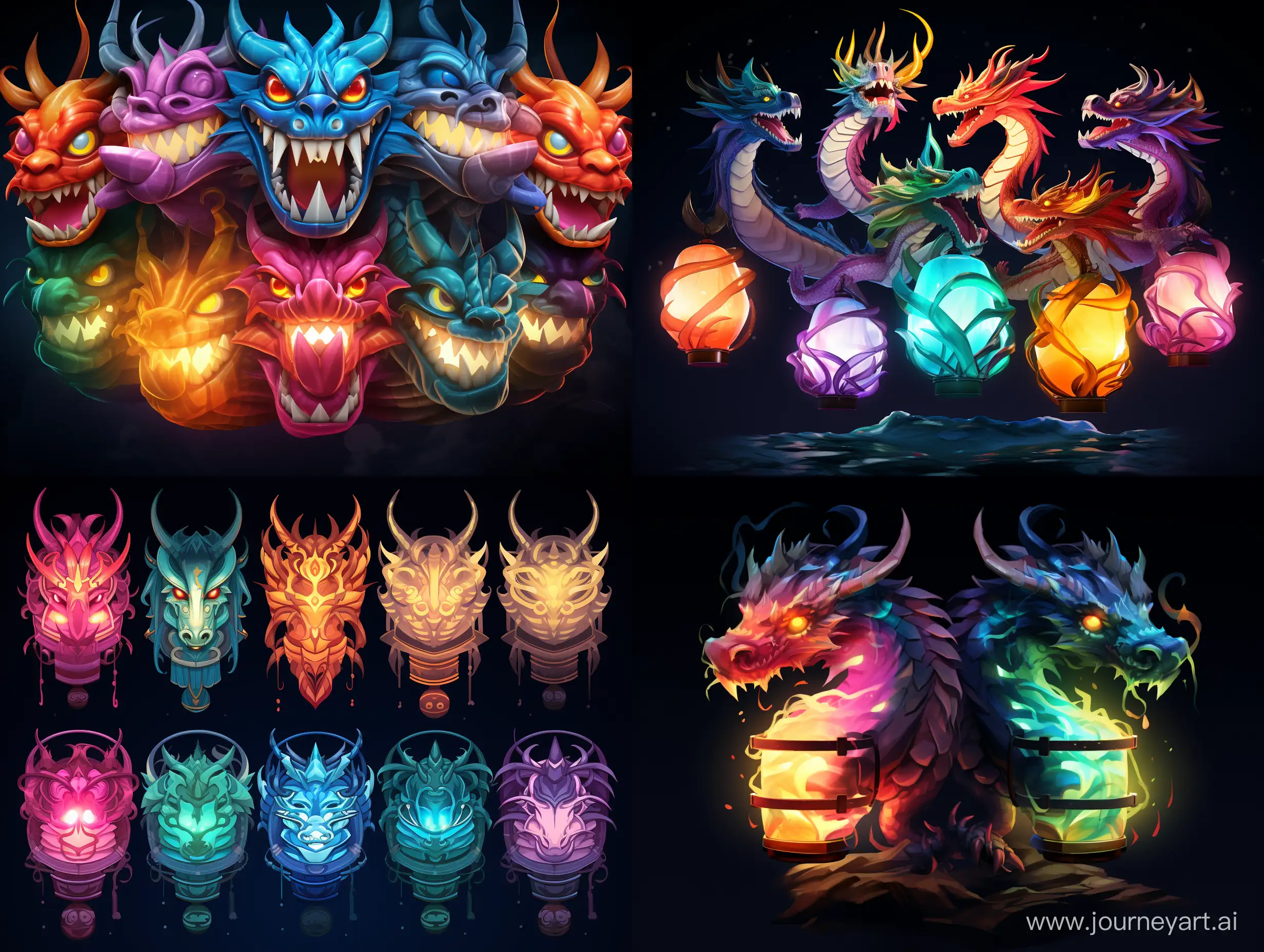 Vibrant-Cartoon-Dragon-Lanterns-Illuminating-the-Night