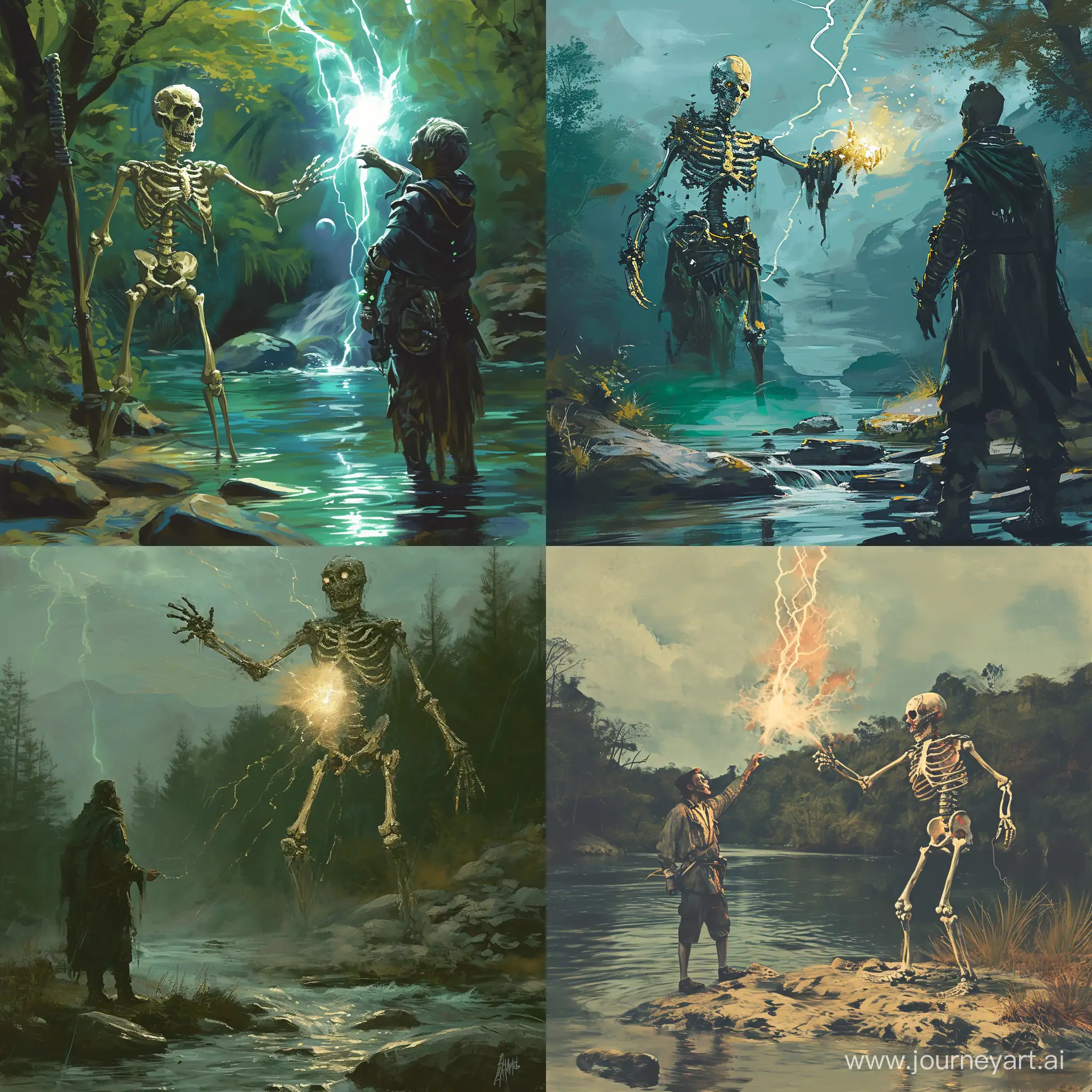 Magical-Skeleton-Warrior-Casting-Spell-across-River