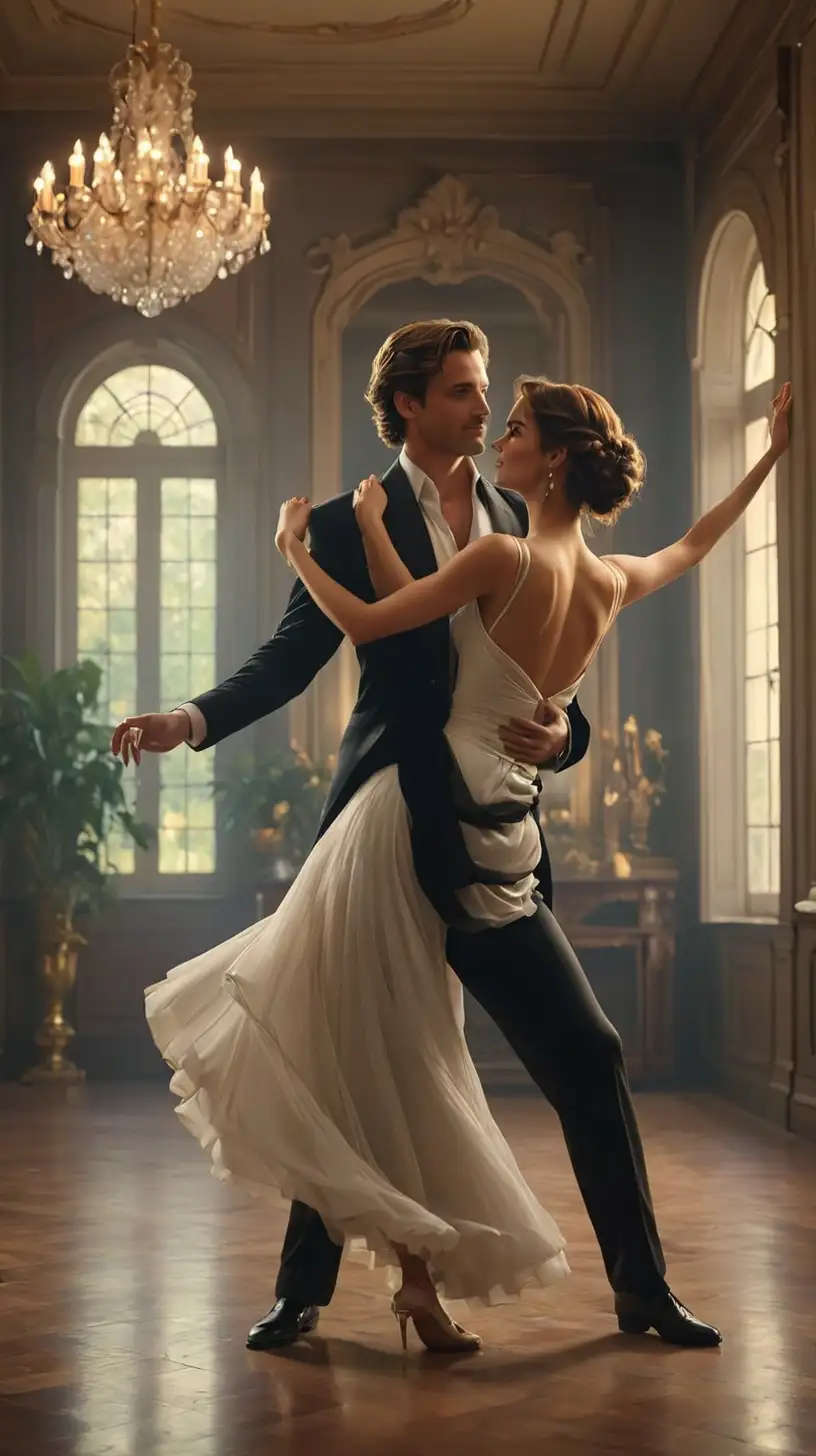 Elegant Ballroom Dance Graceful Man Manipulating Beautiful Woman