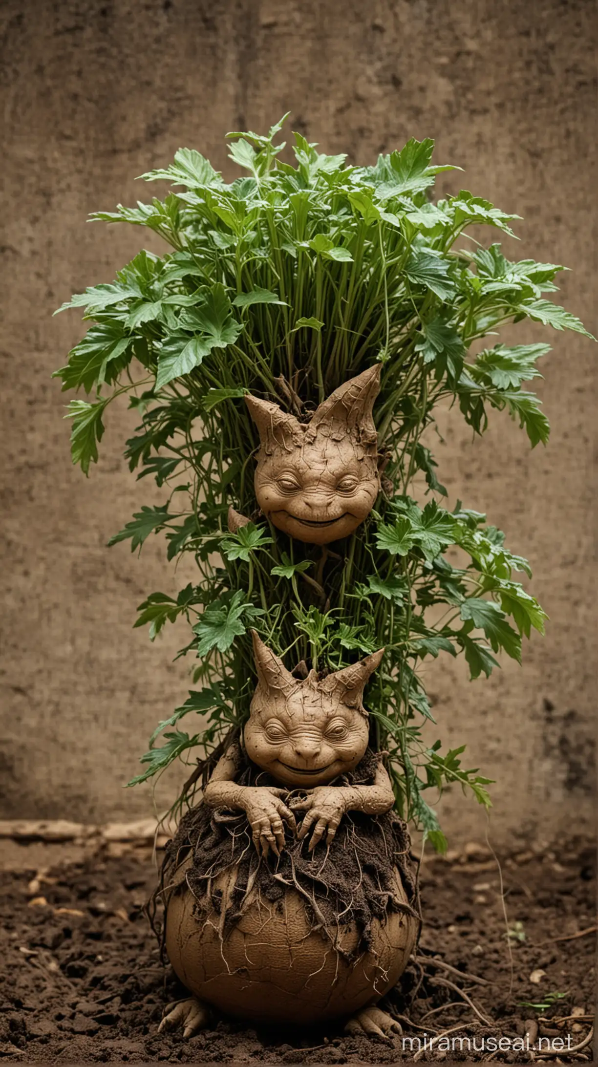 Humanlike Emotions of a Mandrake Plant in a Mystical Forest