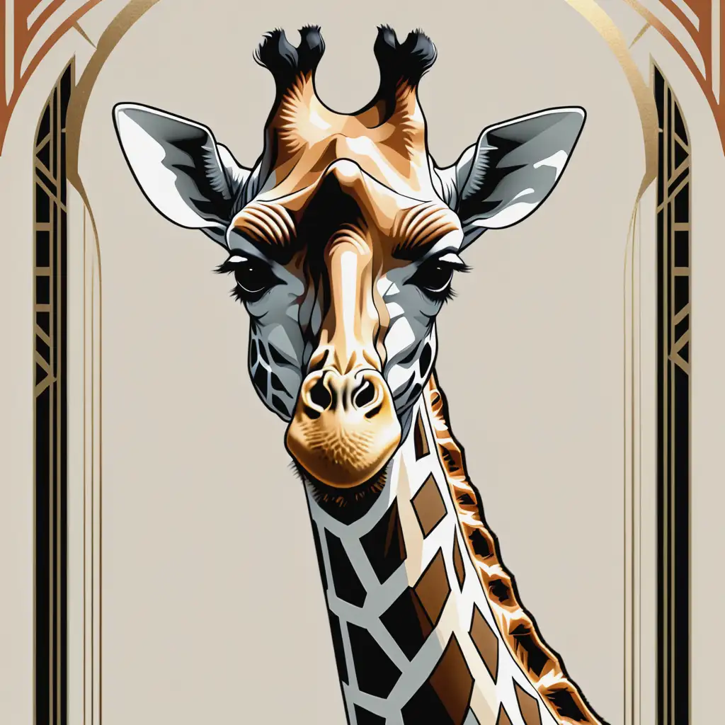 Stylish Pale Art Deco Giraffe with an Attitude