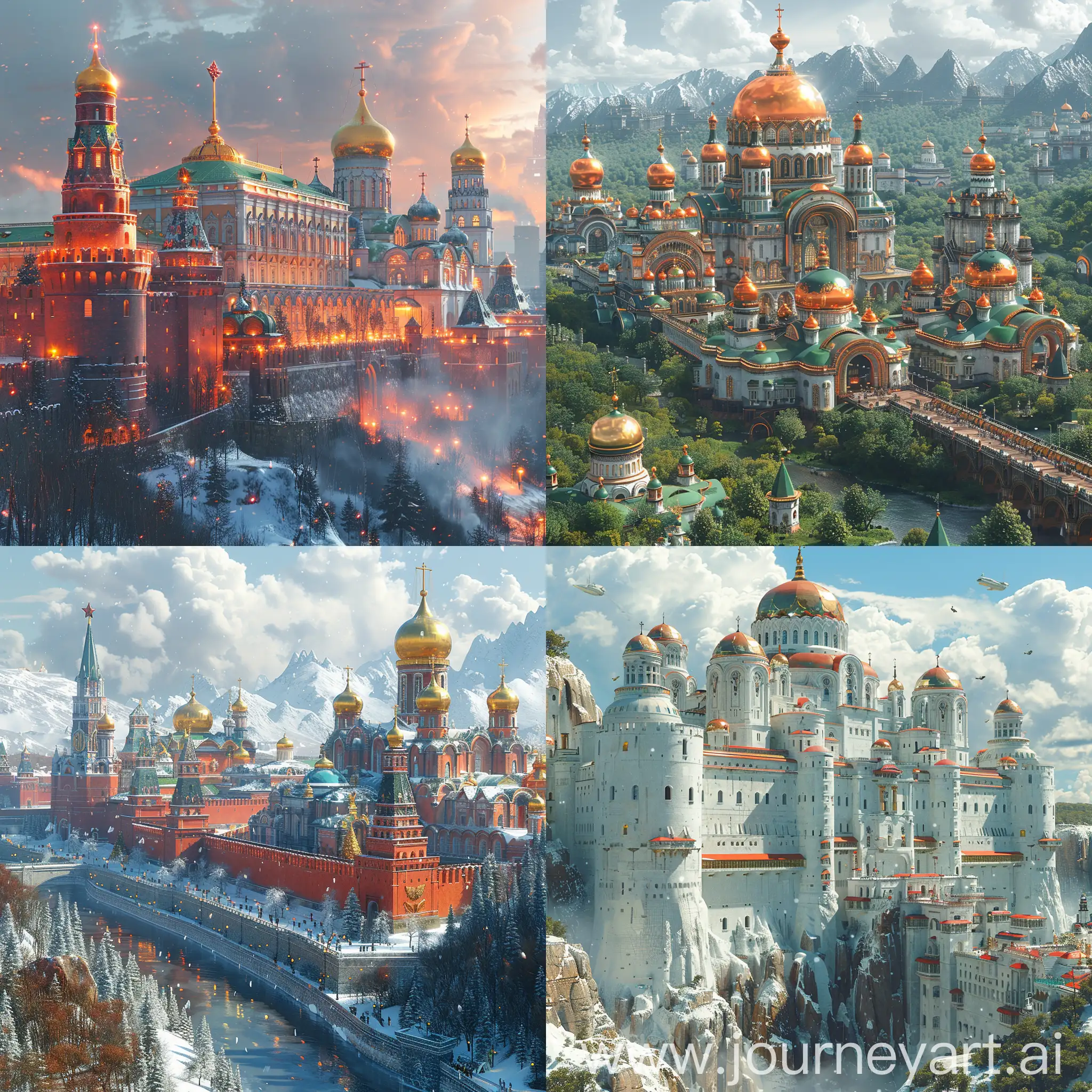 Futuristic Moscow Kremlin, style of high tech, style of nanotechnology, octane render --stylize 1000