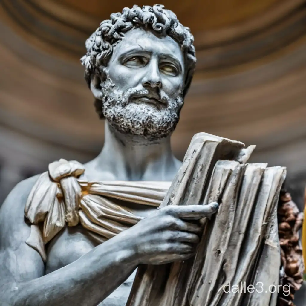 Marcus Aurelius Statue Writing a Book | Dalle3 AI