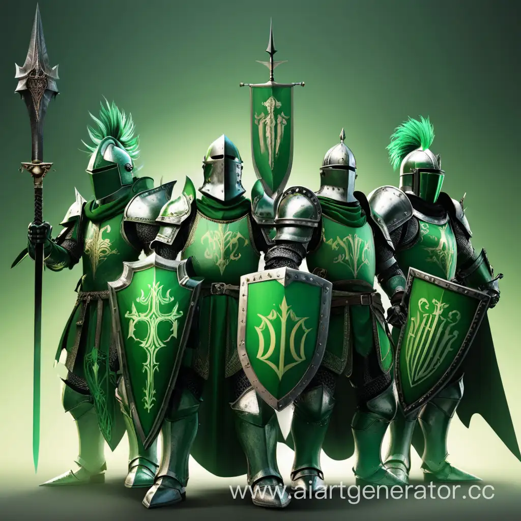 Six-Green-Knights-in-a-Mystical-Forest