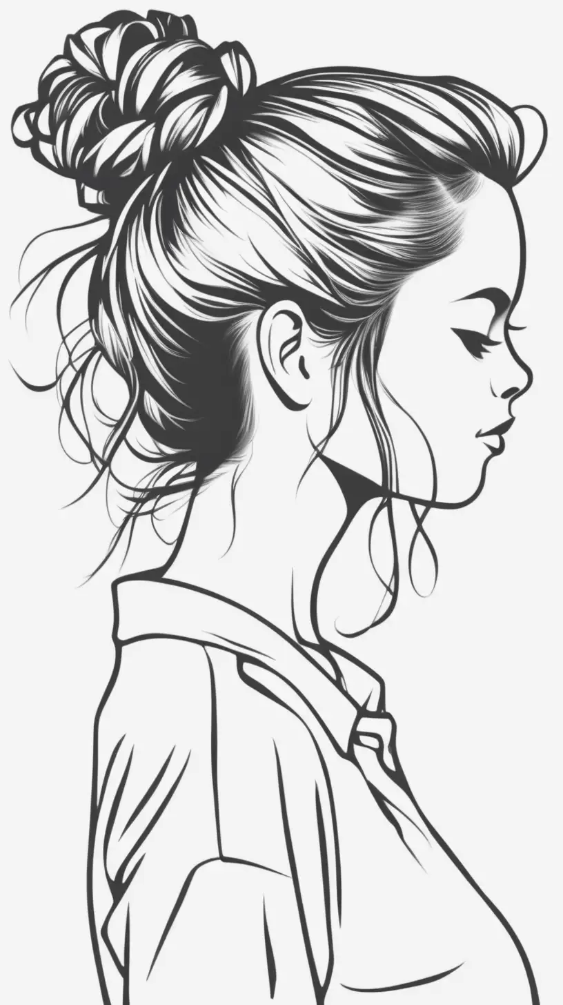 Minimalist Messy Hair Bun Silhouette with No Facial Features