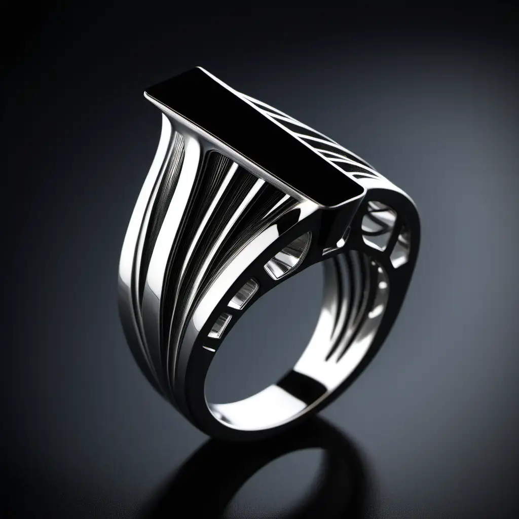 Bague art déco de style Zaha Hadid musclé