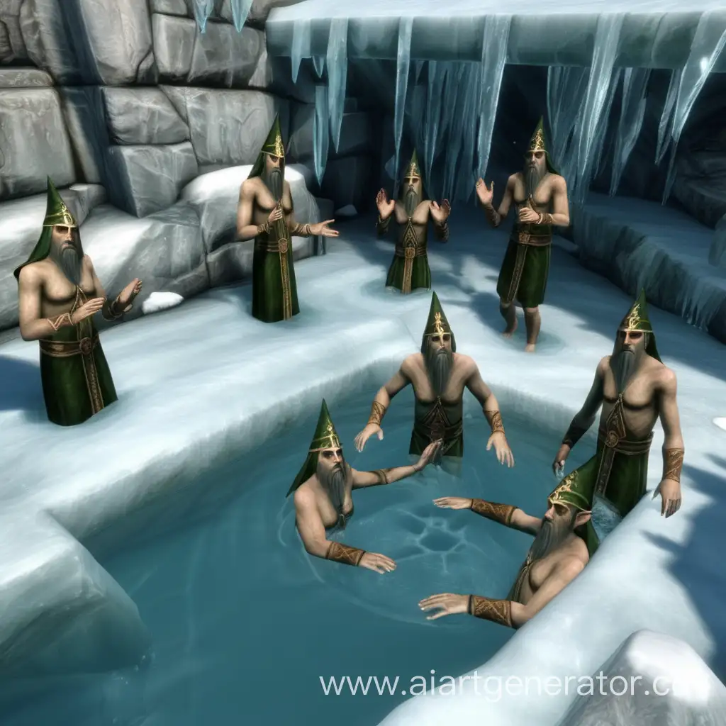 Православные Эльфы в Скайриме купаются в проруби на крещение