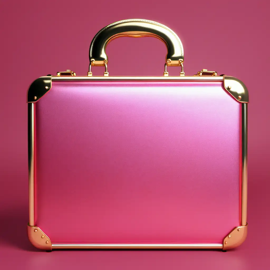 Stylish Pink Briefcase with RedPink Accents and Golden Shine
